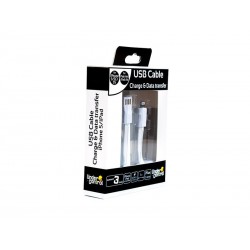 Cable Plat USB compatible avec iPhone 5 Blanc