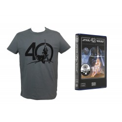 T-Shirt Star Wars - Logo 40Th Anniversary boite VHS Gris Homme Taille XL