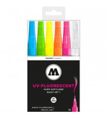 Set 6 Marqueurs Softliner Uv Fluorescent 1mm