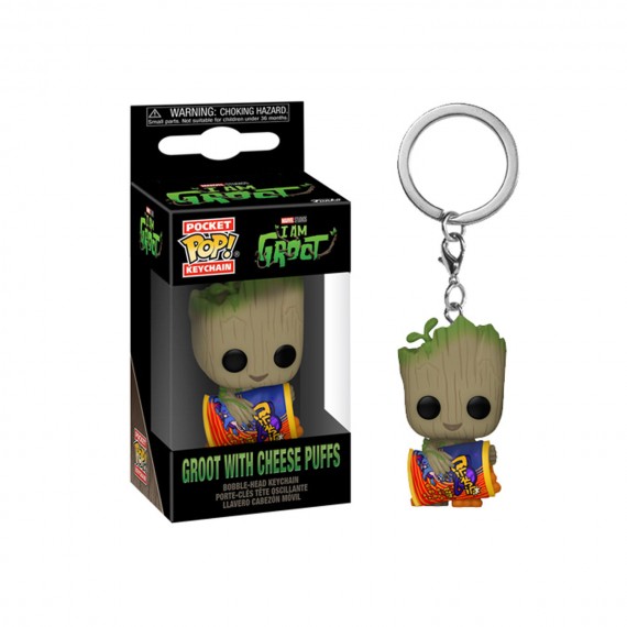 Porte Clé I Am Groot - Groot W/ Cheese Puffs Pocket Pop 4cm