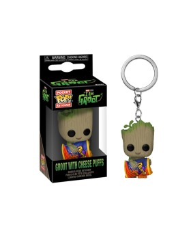 Porte Clé I Am Groot - Groot W/ Cheese Puffs Pocket Pop 4cm