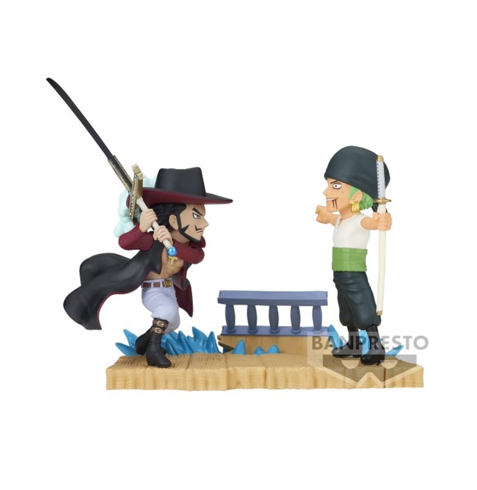 Figurine One Piece - Roronoa Zoro Vs Dracule Mihawk WCF Log Stories  7cm