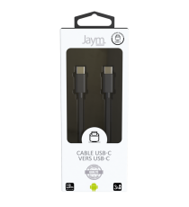 Câble de charge USB-C vers Type-C 1.5M 3A Noir