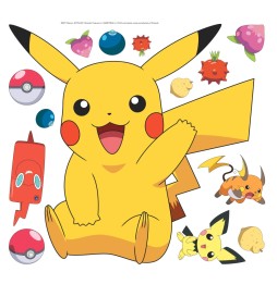 Stickers Muraux Pokemon - Pikachu Moyen Et Grands