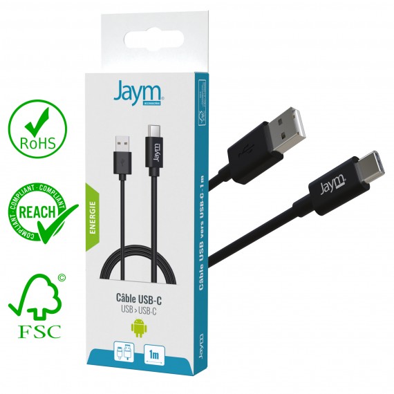 Cable De Charge Et Synchro Type-C Noir 1m