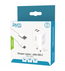 Pack Chargeur Secteur - Cable Type-C Blanc 2m