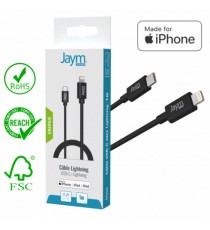 Cable De Charge Et Synchro Type-C Lightning iPhone Noir 1m