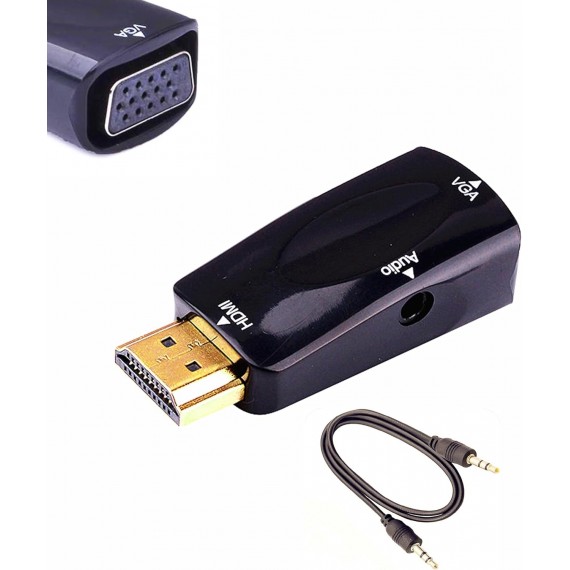 Adaptateur convertisseur HDMI vers VGA avec câble audio jack 3,5 mm