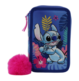 Trousse Disney - Stitch Fleurs  3 Compartiments 19,5x12x7cm