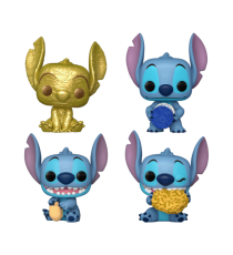 Figurine Disney - Set de 4 Stitch Holiday Stitch Box Pocket Pop 4cm