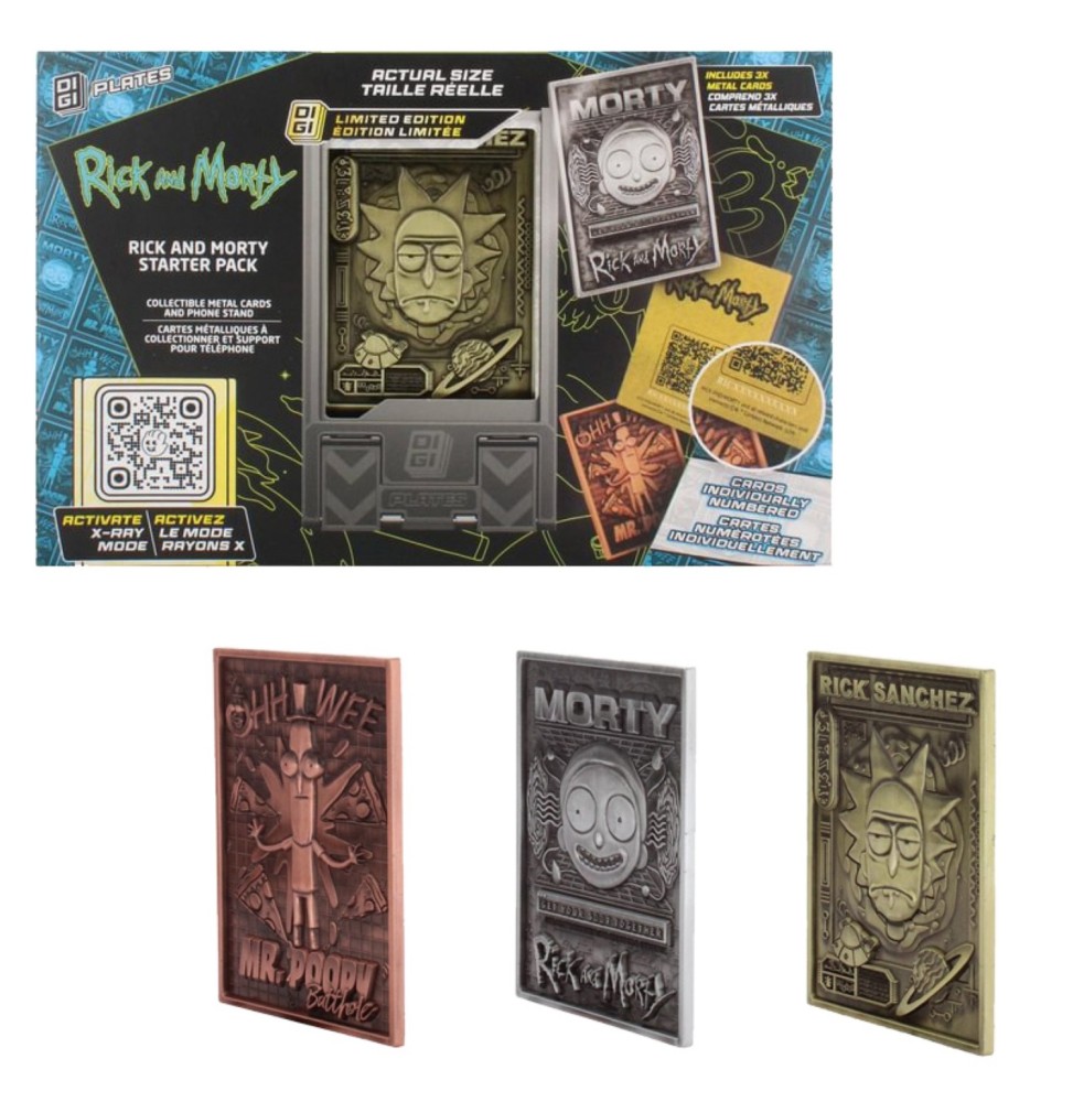 Digiplate Rick & Morty - Starter Pack (3 Cartes Metal + Stand)