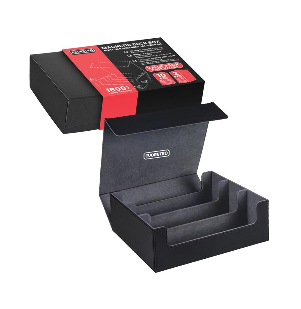 Boîte de stockage magnétique Evoretro – 3 rangs, 1800 cartes