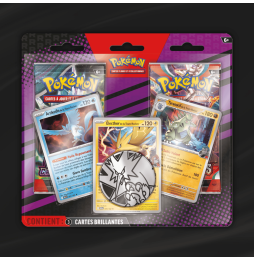 Pack de 2 Boosters Pokémon Écarlate et Violet + 3 Cartes Promo (Artikodin, Electhor, Tyranocif)