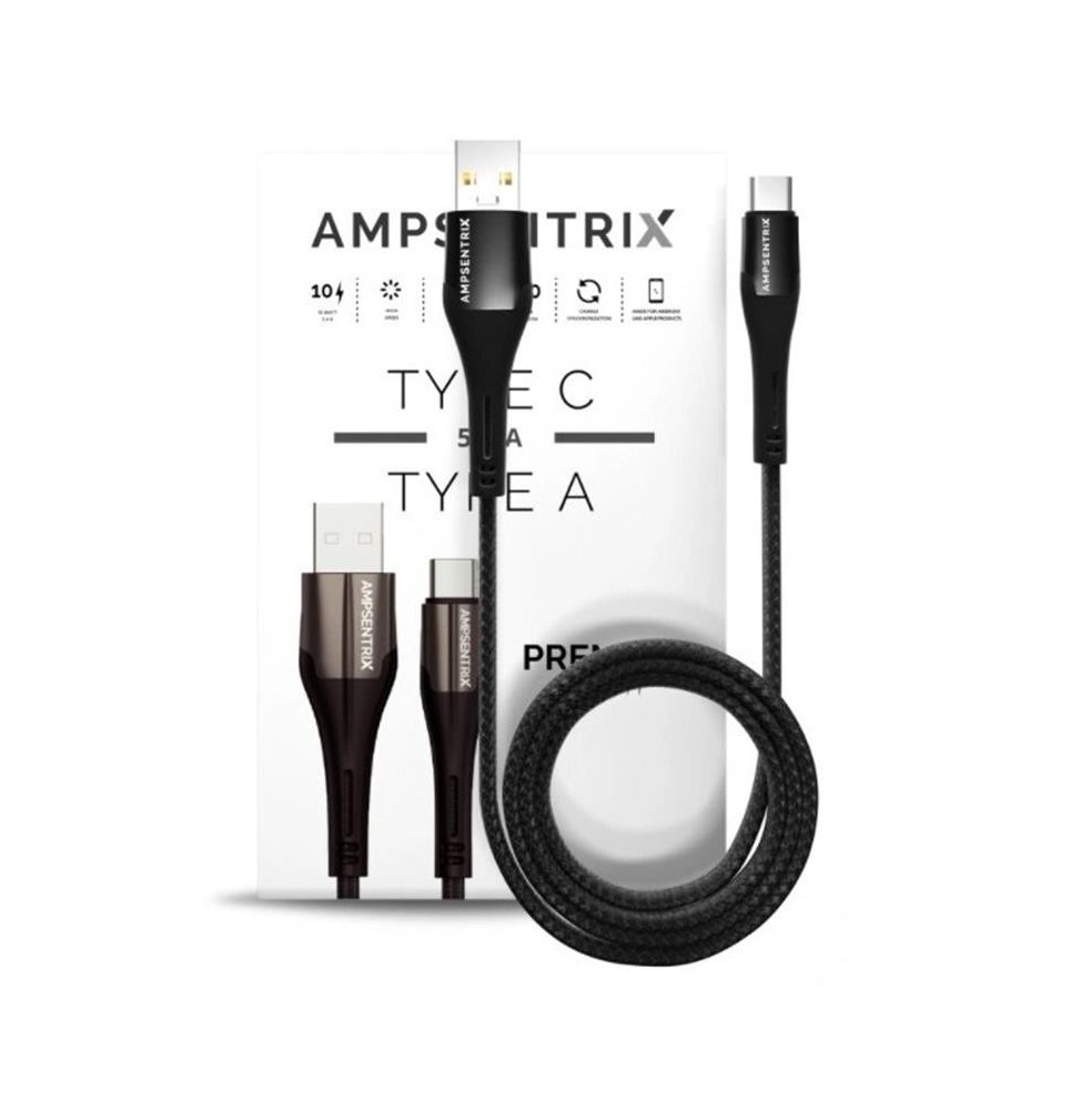 Cable USB A Noir vers USB Type C 1M20