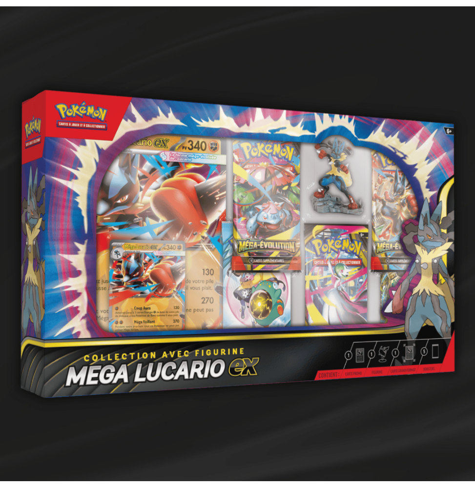 Coffret Pokémon Méga Évolution Collection Figurine - Méga Lucario Ex (ME01)
