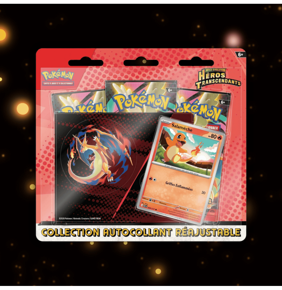 Tripack Pokémon Méga Évolution : Héros Transcendants (ME2.5) - Salamèche ou Fantominus (Modèle Aléatoire)