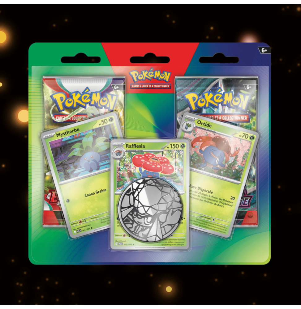 Pack de 2 Boosters Pokémon Écarlate et Violet + 3 Cartes Promo (Mystherbe / Ortide / Rafflesia)