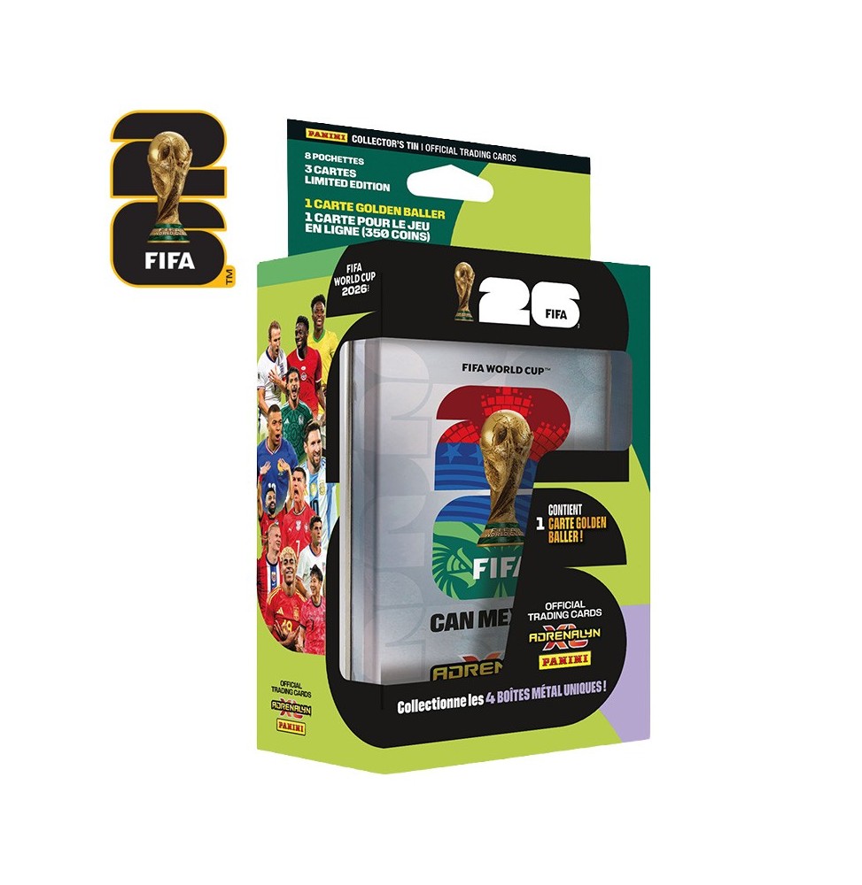 Maxi Boîte Métal Cartes Panini TCG Fifa World Cup (8 Pochettes + 3 cartes Edition Limitée)