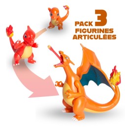 Pack Figurines Select Pokémon - Evolution Charmander Charmeleon Charizard