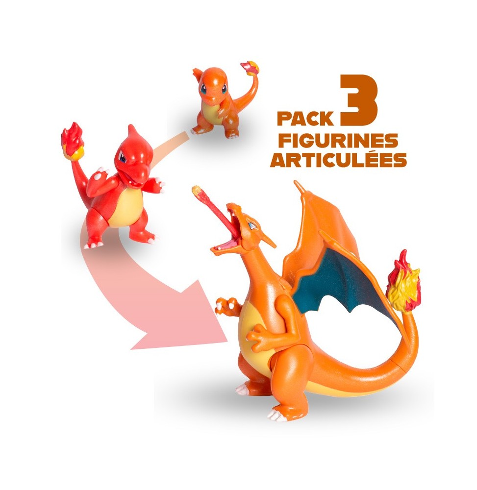 Pack Figurines Select Pokémon - Evolution Charmander Charmeleon Charizard